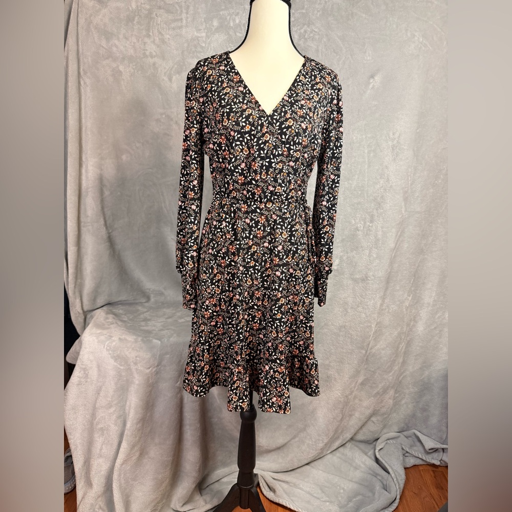 Kaileigh Black Floral Long Sleeve Dress
